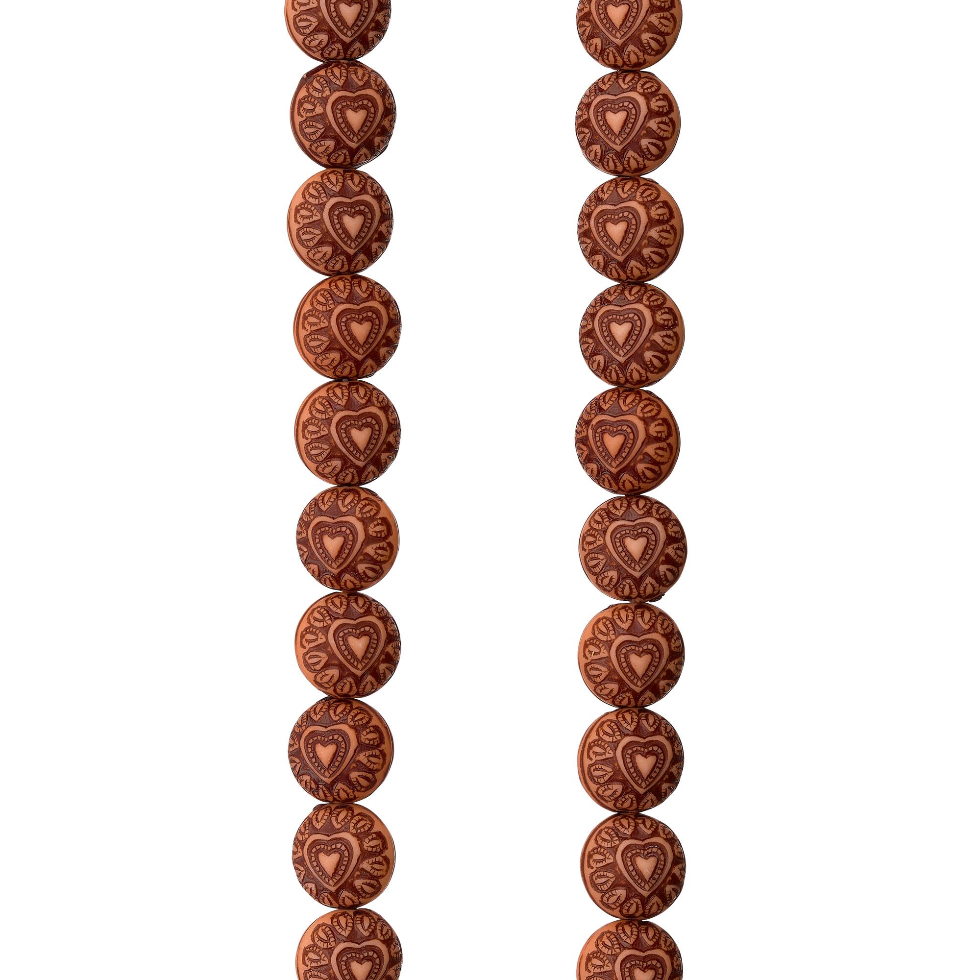 Amber Heart Design Resin Round Beads, 10mm by Bead Landing™